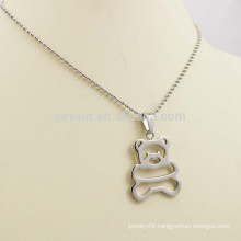 Hollow Out Cute Children's Silver Metal Bear Necklace Jewelry